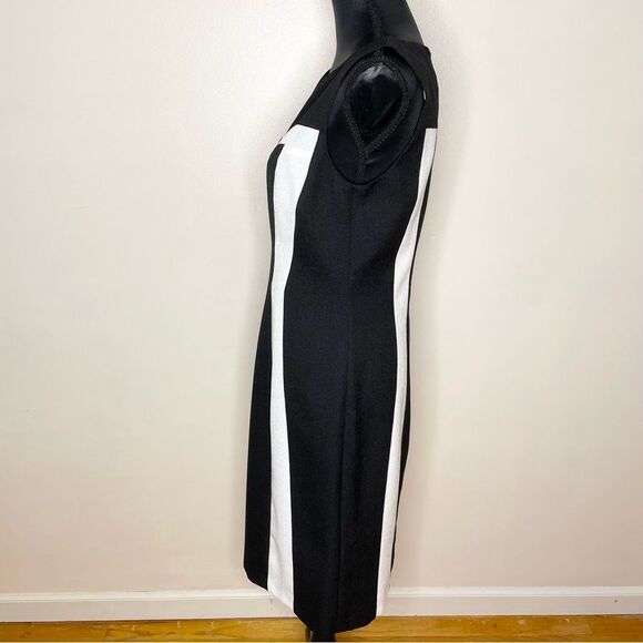 David Meister Dress Sheath Color Block Sleeveless New Black White Size 10 - Picture 7 of 12
